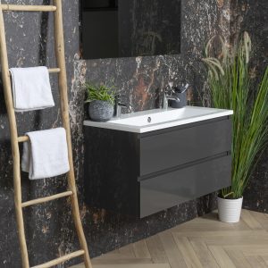 Badmeubel Boss & Wessing Paris 100 cm Compleet Geleverd Hoogglans Antraciet Boss & Wessing