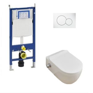 Geberit UP320 toiletset met Lambini Designs toiletpot met bidet sproeier incl flatline softclose zitting