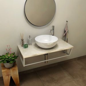 SKA Botticino badmeubel met marmer en frame 90 mat wit