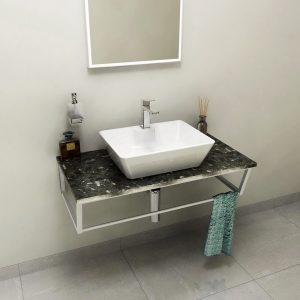 SKA Grigio Carnico badmeubel met marmer en frame 90 mat wit