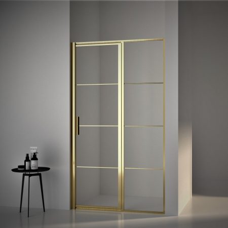 SaniGoods Sparkle douchedeur 90x200cm geborsteld messing