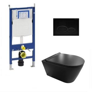UP320 toiletset met mat zwarte Saniclear Nero toiletpot incl softclose zitting