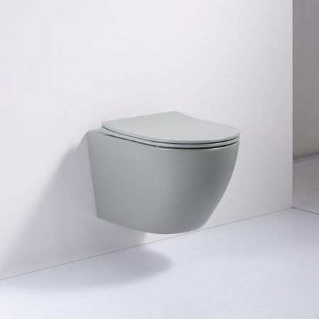 SaniGoods Apollo mat lichtgrijze toiletpot inclusief zitting anti-kalk 48cm