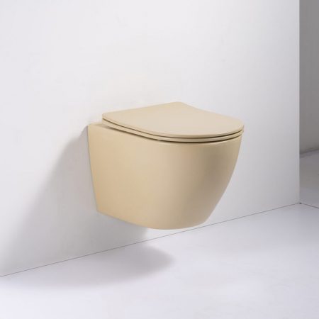SaniGoods Apollo mat zandkleurige toiletpot inclusief zitting anti-kalk 48cm