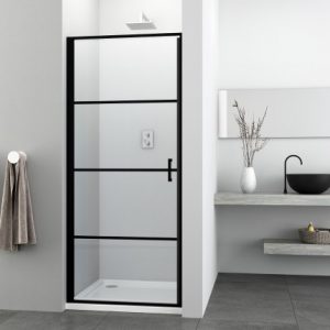 Badstuber Stripe douchedeur met zwarte profielen 80x195cm