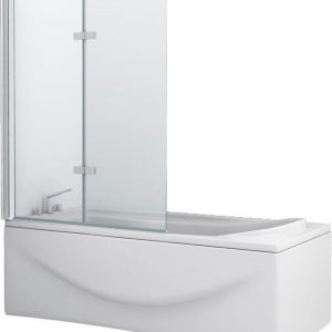 Badwand Elena 2-Delig 100x140cm Antikalk Helder Glas Chroom Profiel 6mm Veiligheidsglas Easy Clean