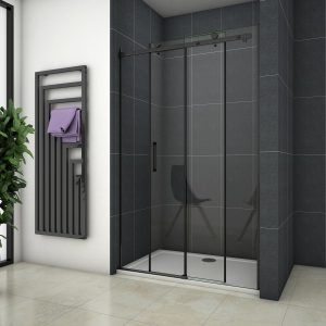 Douchedeur Black Lotus Nisdeur 1200x1950 Schuifdeur 8mm Helder Glas Antikalk Mat Zwart