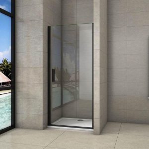 Douchedeur Lily Nisdeur 800x2000 Draaideur 8mm Helder Glas Antikalk Mat Zwart