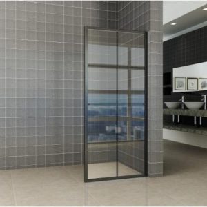 Douchewand inloopdouche 90x200 zwart met handdoekhouder