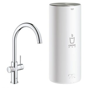 Grohe Red New Duo kokend water kraan met C uitloop en L formaat boiler chroom