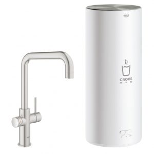 Grohe Red New Duo kokend water kraan met U uitloop en L formaat boiler RVS