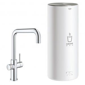 Grohe Red New Duo kokend water kraan met U uitloop en L formaat boiler chroom