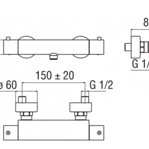 Sub 102 thermostatische douchekraan, mat zwart