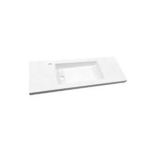 Wastafel Slim 100 cm Ondiep 35 cm Met Kraangat Glans Wit ADW Design