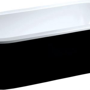 Wiesbaden Nero vrijstaand acryl ligbad 178 x 80 + waste zwart/wit
