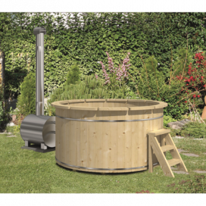 Hottub vurenhout Hottub met externe aluminium kachel
