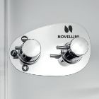 Novellini Eon A stoomcabine met hydromassage en chromolight 90 x 90 cm met mat wit paneel en mat chroom profiel, helder glas