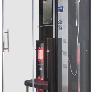 Sverre Rustica Infrarood Stoomcabine 1 persoons Black 90x100x215 cm Sauna met mengkraan regendouche massagejets LED-verlichting Bluetooth