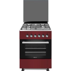 Wiggo Wo-e603r(rx) - Serie 3 - 60cm - Gasfornuis - Rood Rvs