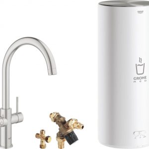 GROHE Red 3IN1 kokendwaterkraan - C Uitloop - 7L boiler - mengventiel - RVS (supersteel) - 30031DC1