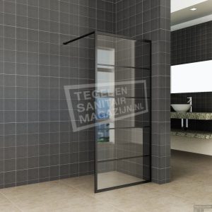 Inloopdouche Horizon 100x200 cm Inclusief Mat Zwart Raster en NANO Glas