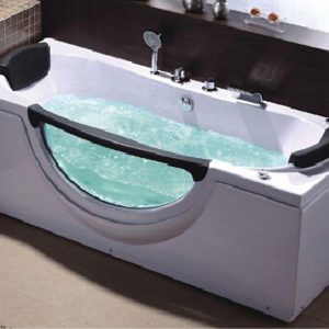 Whirlpool Bad Dubai Balneobad Half Vrijstaand Rechthoek 1 Persoon 172x85x65cm Thermostaatkraan Luchtmassage Wit