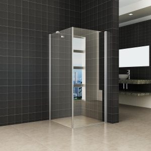 Wiesbaden Douchecabine Swingdeur met Zijwand (90x90x200) Chroom 8mm Glas NANO Anti-Kalk